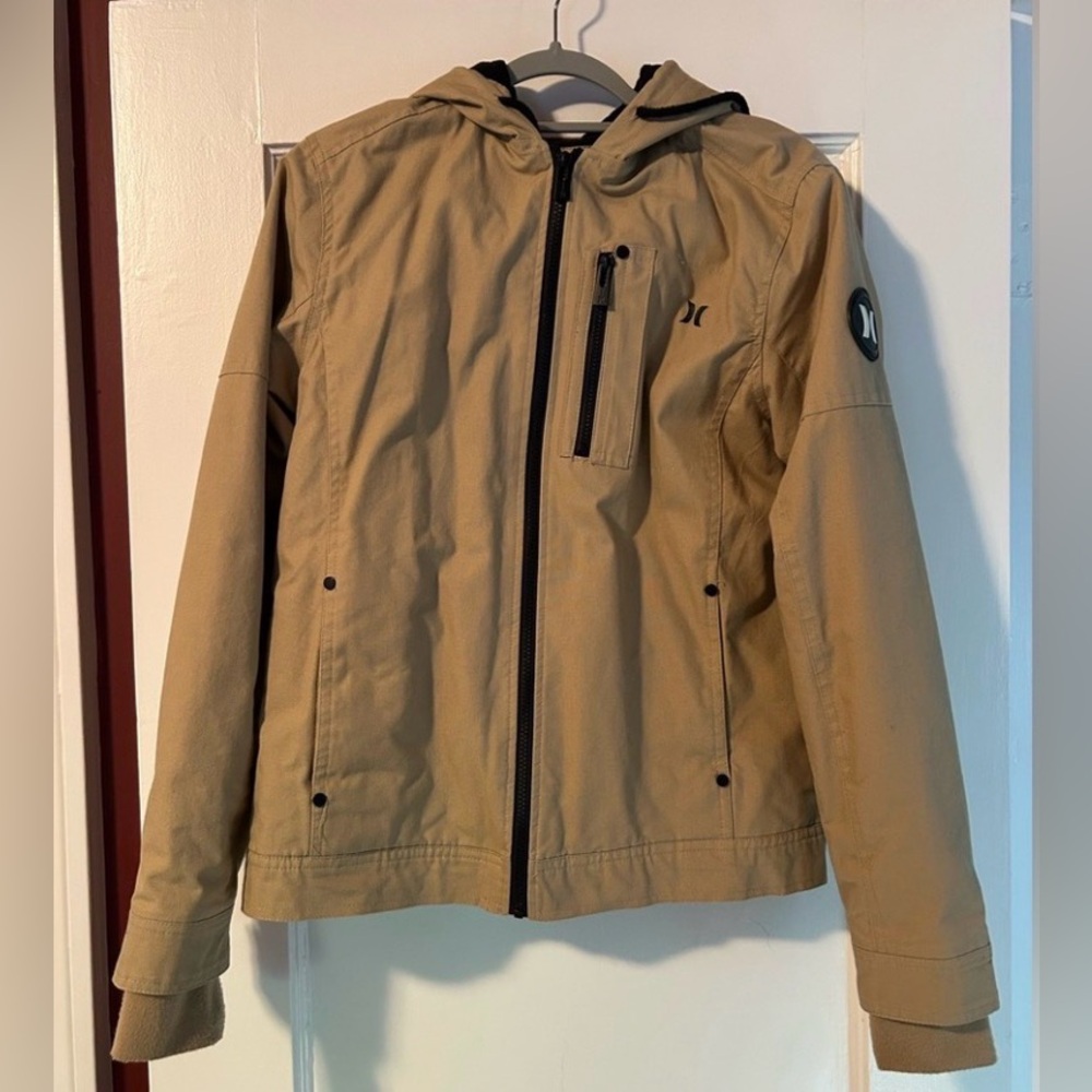 Hurley Men's Khaki Hooded Fleece Lined Jacket
